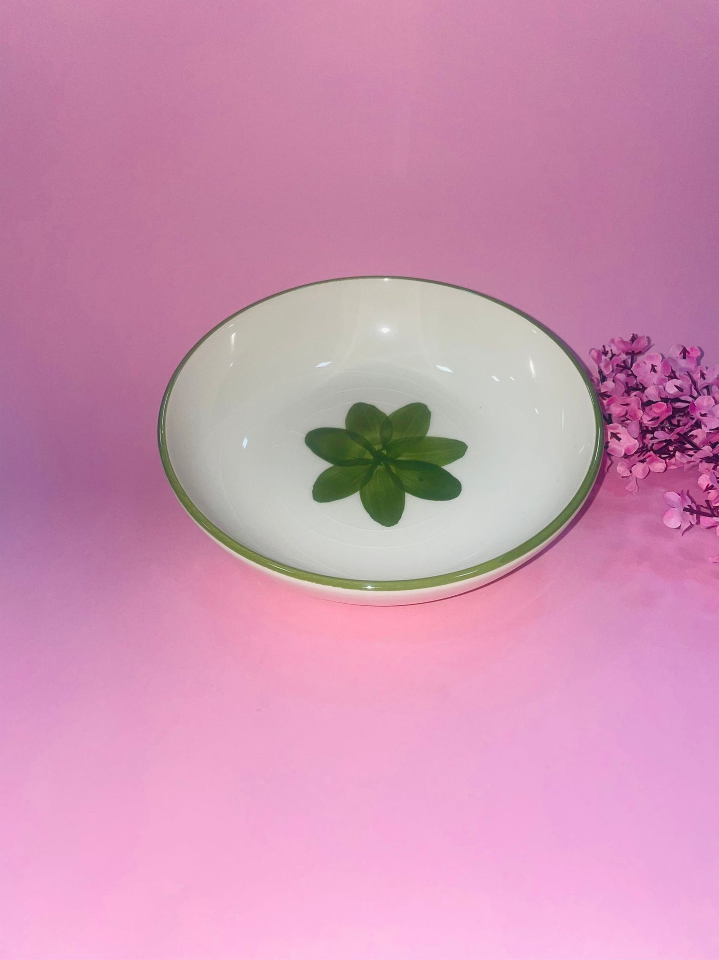 Plato Hondo Flor Verde