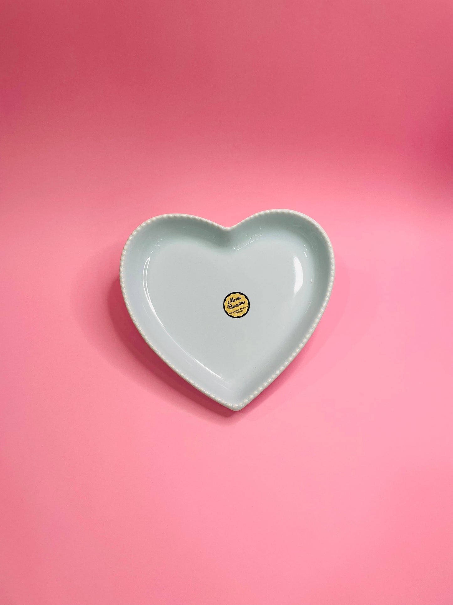 Plato Postre Corazón Borde Puntitos