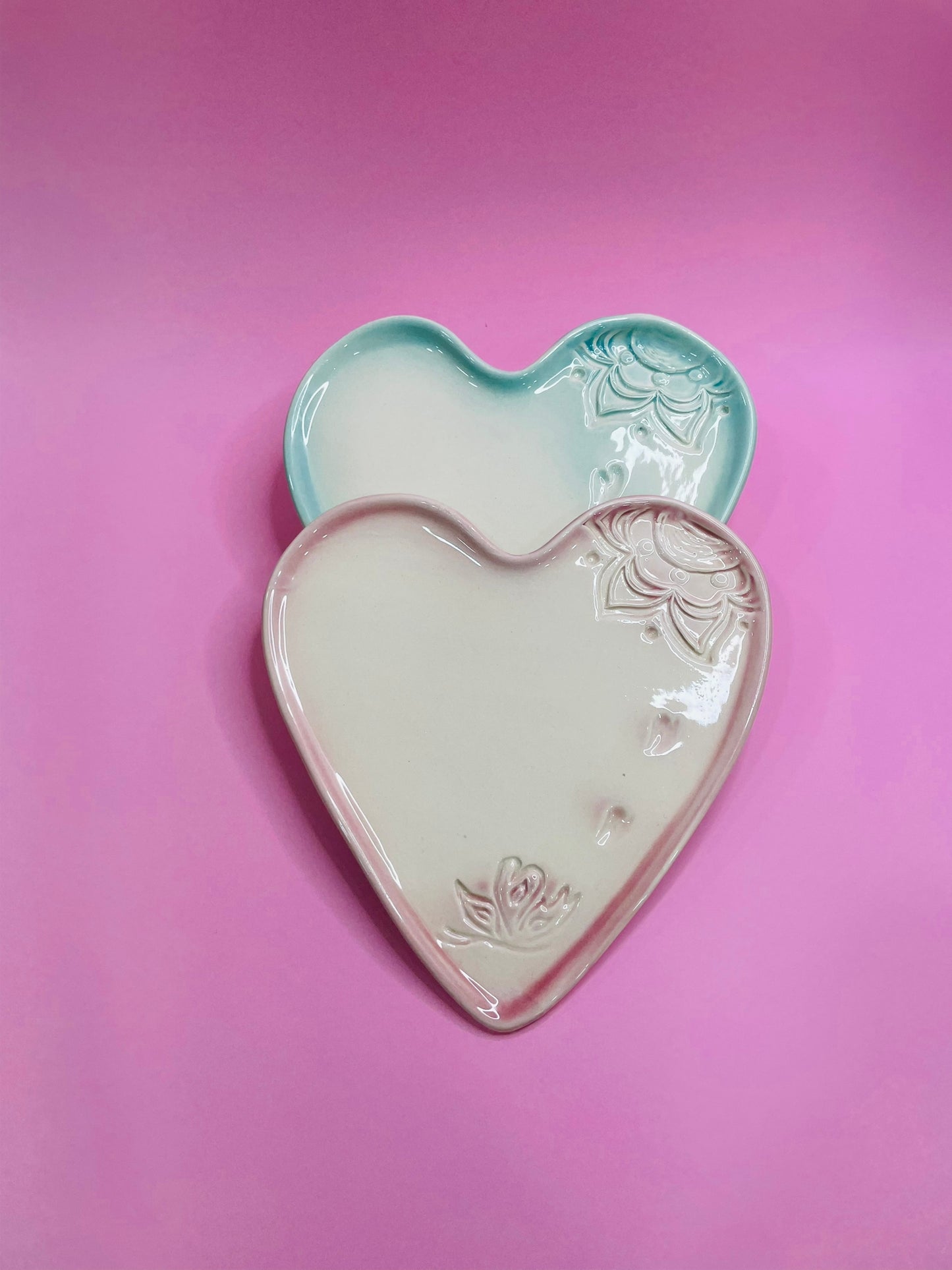 Plato Postre Corazón Floral