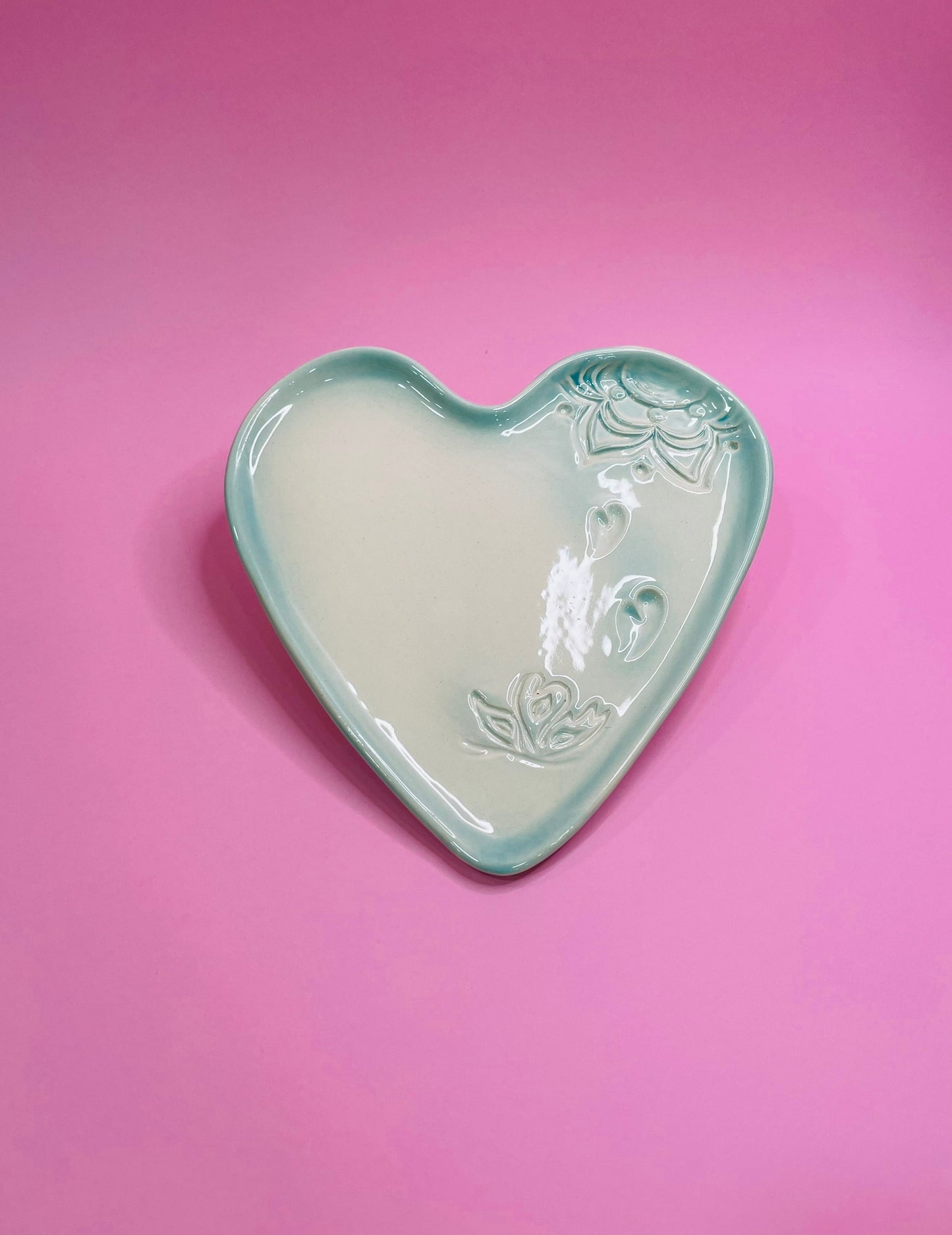 Plato Postre Corazón Floral