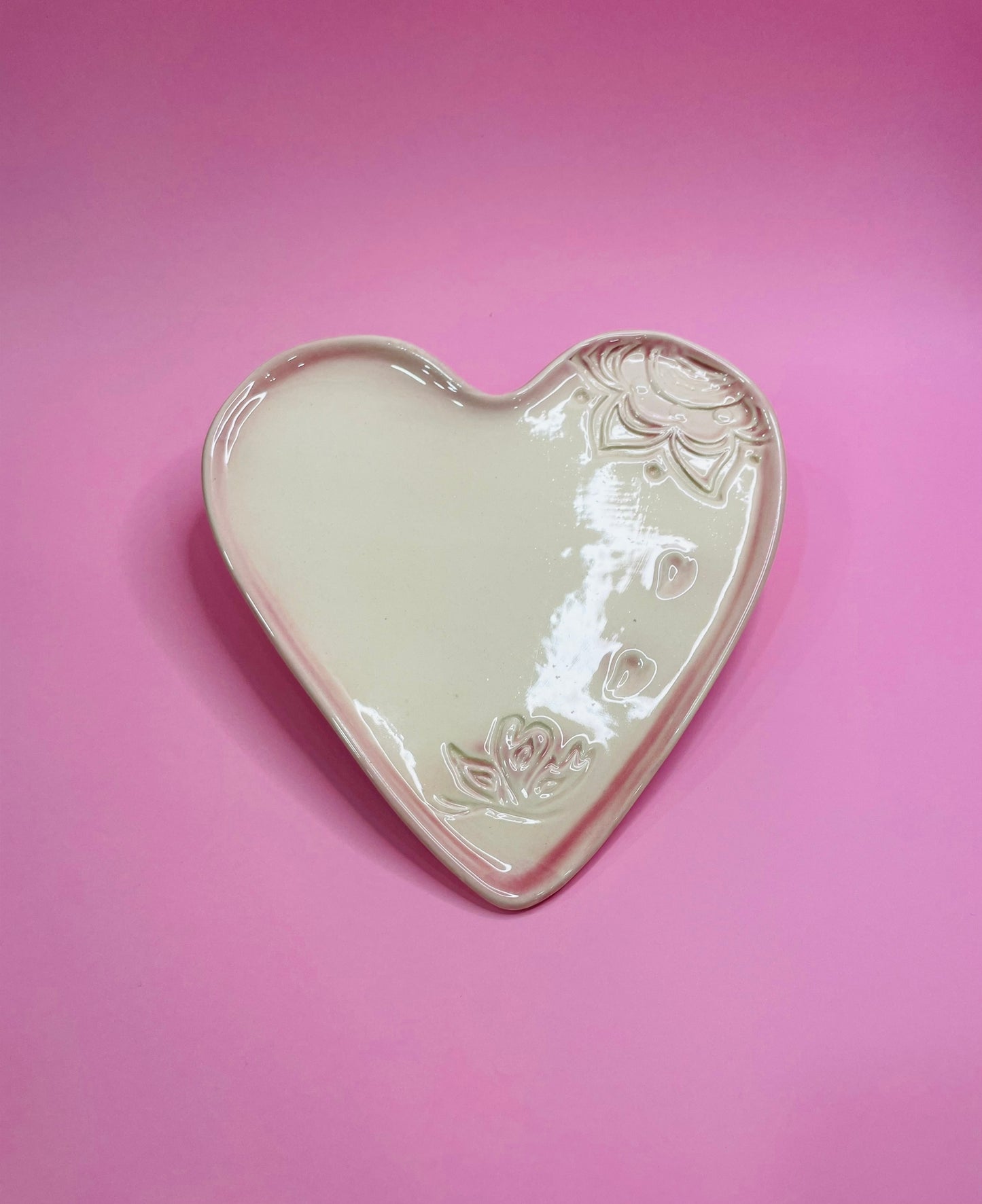 Plato Postre Corazón Floral