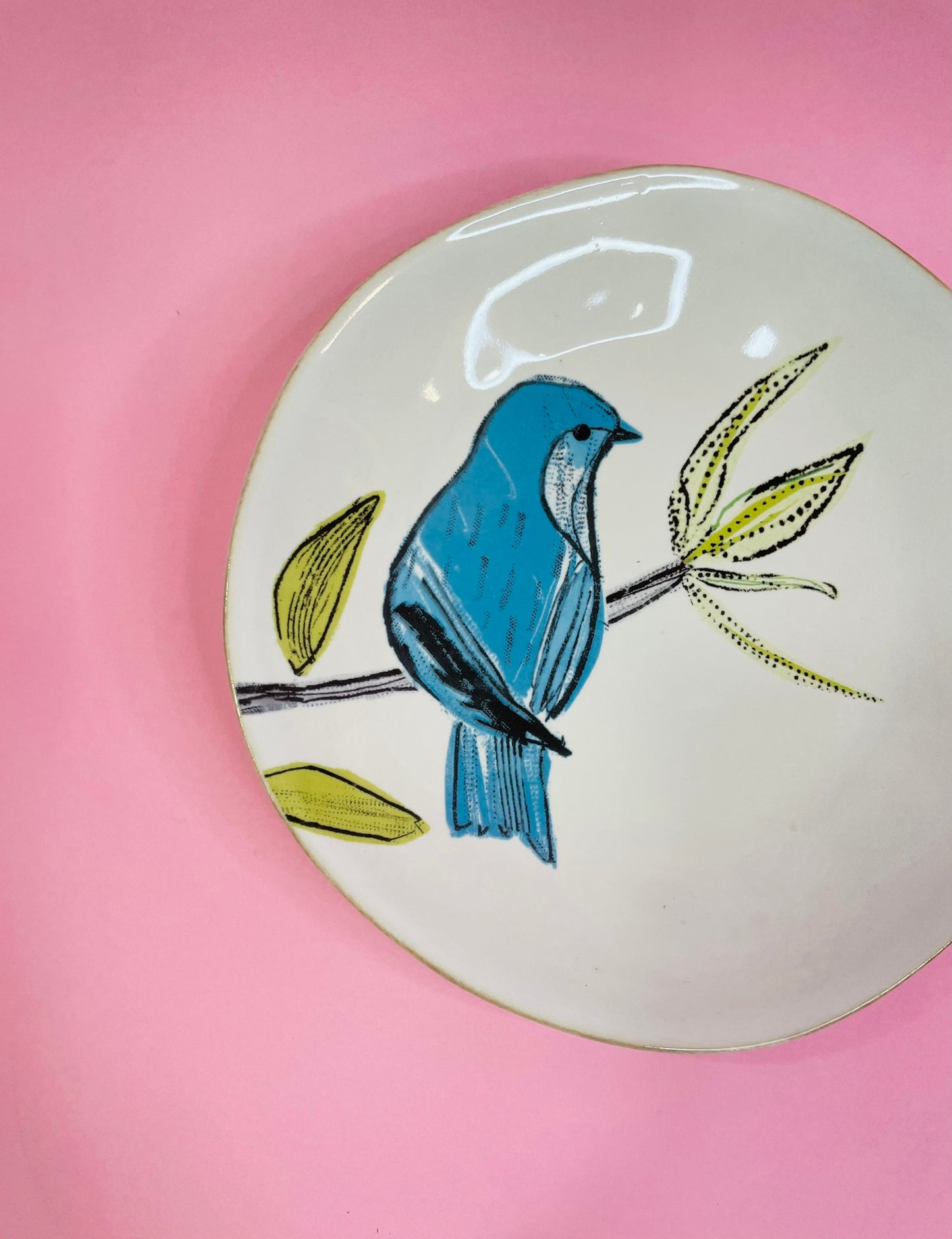 Plato Postre Pajarito Blue