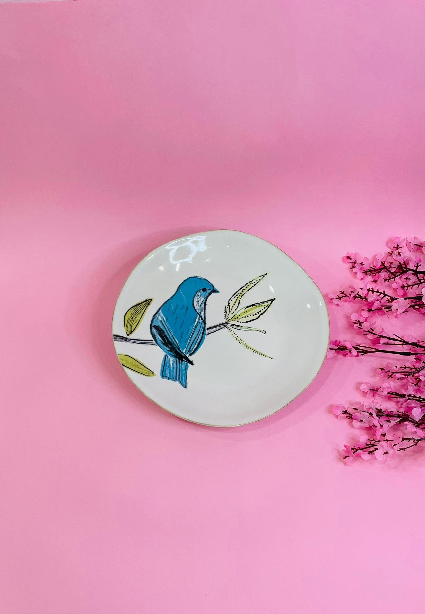 Plato Postre Pajarito Blue