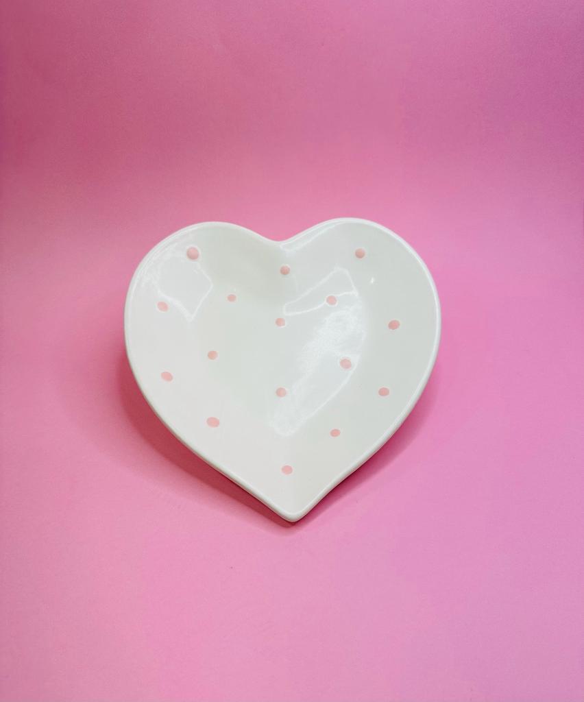Plato Postre Corazón Puntitos