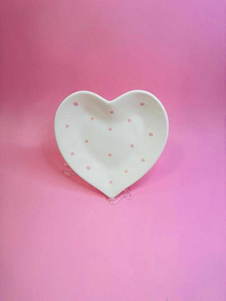 Plato Postre Corazón Puntitos