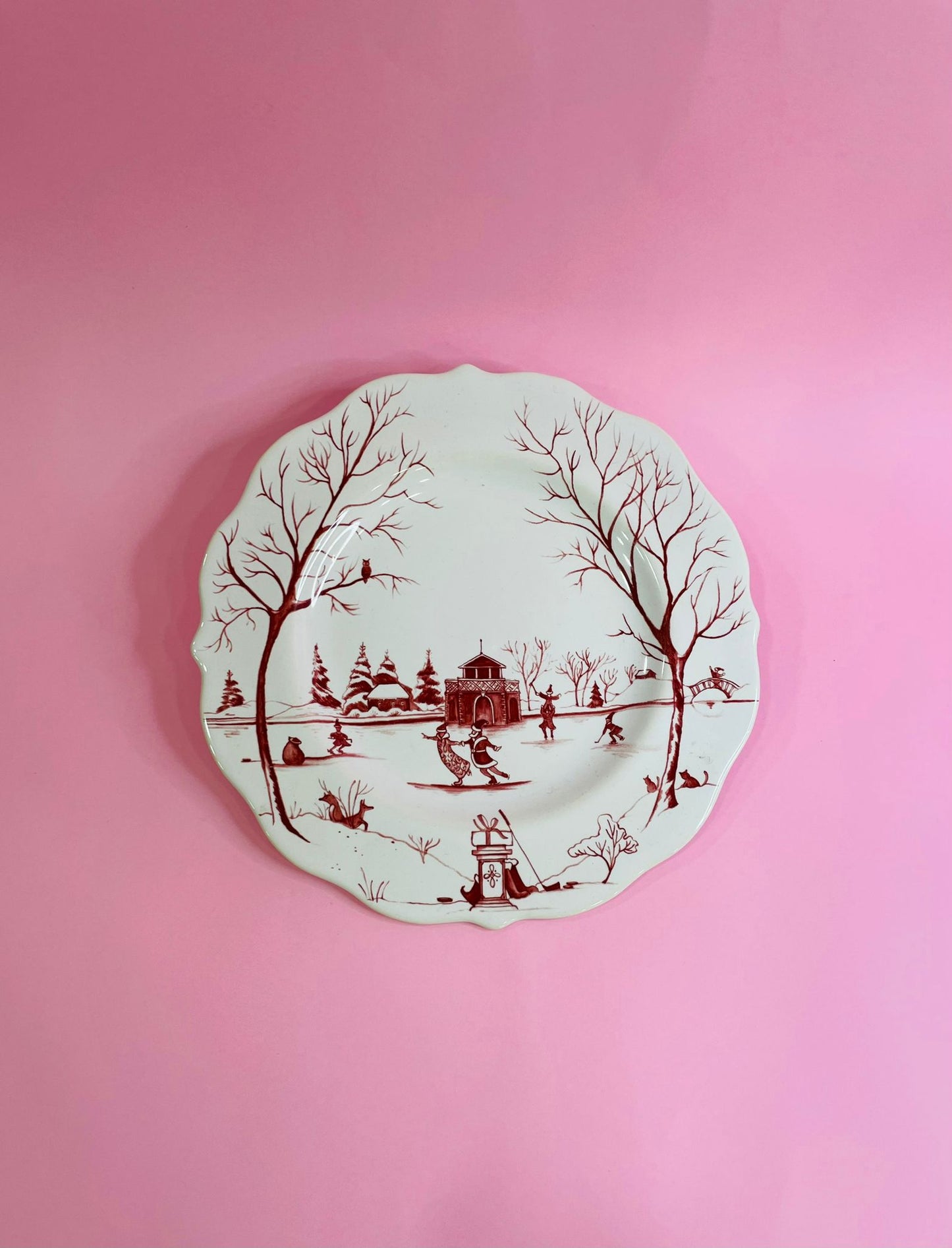 Plato Postre Paisaje Navidad
