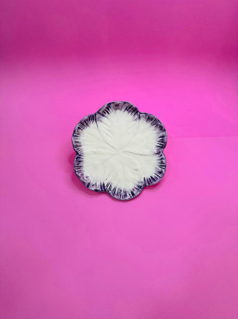 Plato Postre Trébol Pintado a Mano